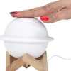 Lampe ronde avec support en bois Saturne