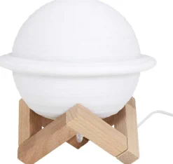 Lampe ronde avec support en bois Saturne