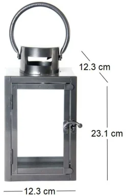 Lanterne en fer anthracite et verre (12 x 12 x 23 cm)