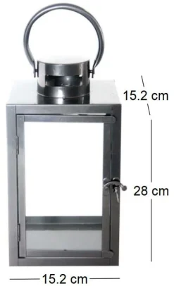 Lanterne en fer anthracite et verre (15 x 15 x 28 cm)