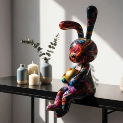 Lapin décoratif en polyrésine Psyco (Modèle 1)