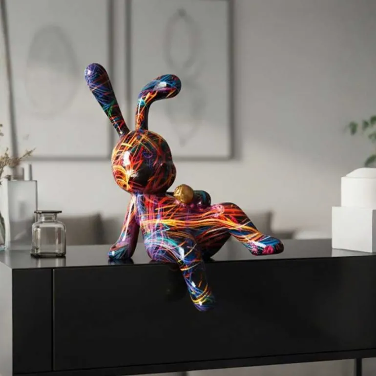 Lapin décoratif en polyrésine Psyco (Modèle 2)