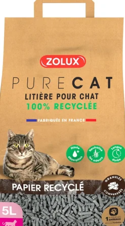 Litière éco conçue en papier recyclé Purecat (5 litres)