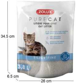 Litière silice fine Purecat 3.8 litres