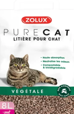 Litière végétale nature Purecat 8 litres