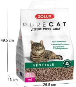 Litière végétale nature Purecat 8 litres
