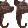 Lot de 2 crochets en fonte (Cochon)