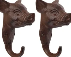 Lot de 2 crochets en fonte (Cochon)