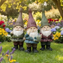 Lot nains de jardin assortis en résine (25 cm)