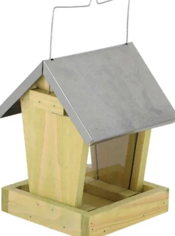 Mangeoire oiseaux à suspendre en bois et zinc