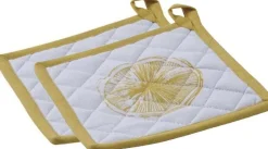 Manique en coton Citron (Lot de 2)
