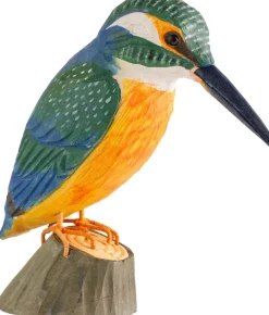 Martin pêcheur en bois sculpté à la main 11.7 x 5.1 x 12 cm