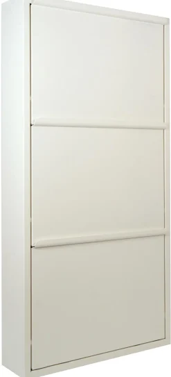 Meuble range chaussures en acier 3 abattants Brice (Blanc)
