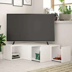 Meuble TV en aggloméré blanc Compact