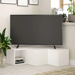 Meuble TV en aggloméré blanc Compact