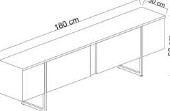 Meuble TV en aggloméré et métal Luxe (Blanc + doré)