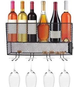Mini bar à vin à suspendre en métal ajouré