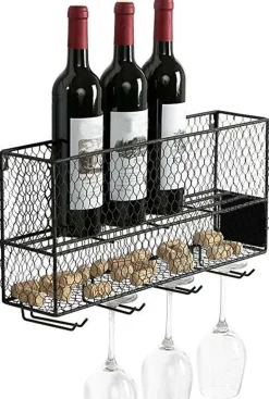 Mini bar à vin à suspendre en métal ajouré