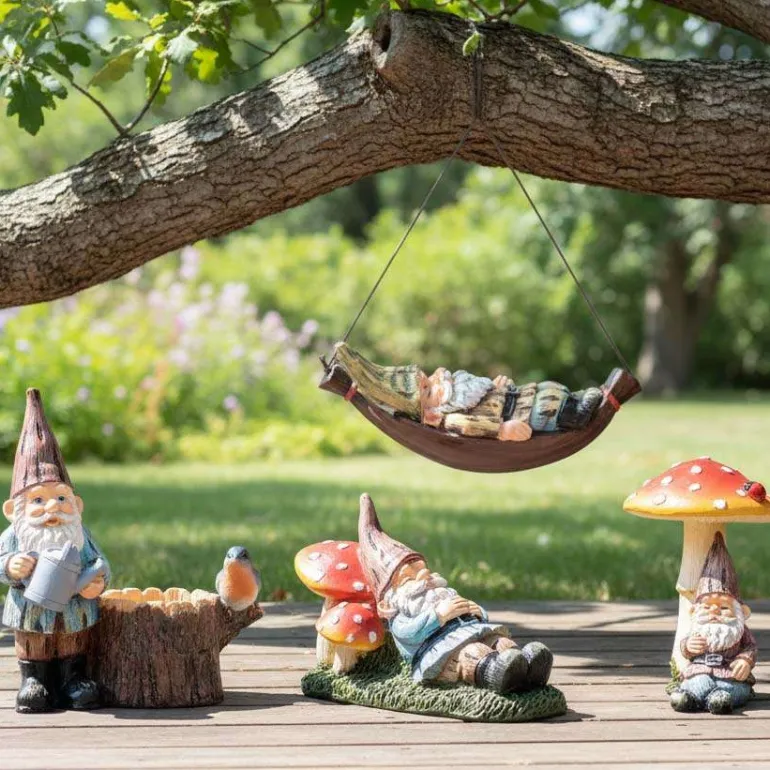 Mini nain de jardin en résine (Hamac)