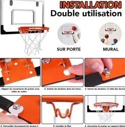 Mini panier de basket avec accroches de porte