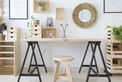 Mini rangement bloc en pin brut avec tiroirs (3 tiroirs)