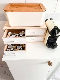 Mini rangement bloc en pin brut avec tiroirs (4 tiroirs)