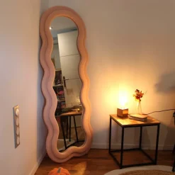Miroir cadre en tissu Charlotte (Rose)