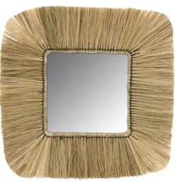 Miroir carré en jonc naturel