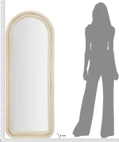 Miroir mural en velours Cloé 60 x 4 x 160 cm (Crème)
