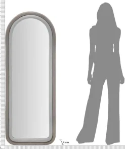 Miroir mural en velours Cloé 60 x 4 x 160 cm (Gris)