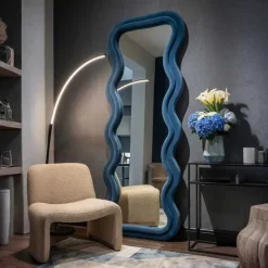 Miroir mural en velours Emily 60 x 6 x 160 cm