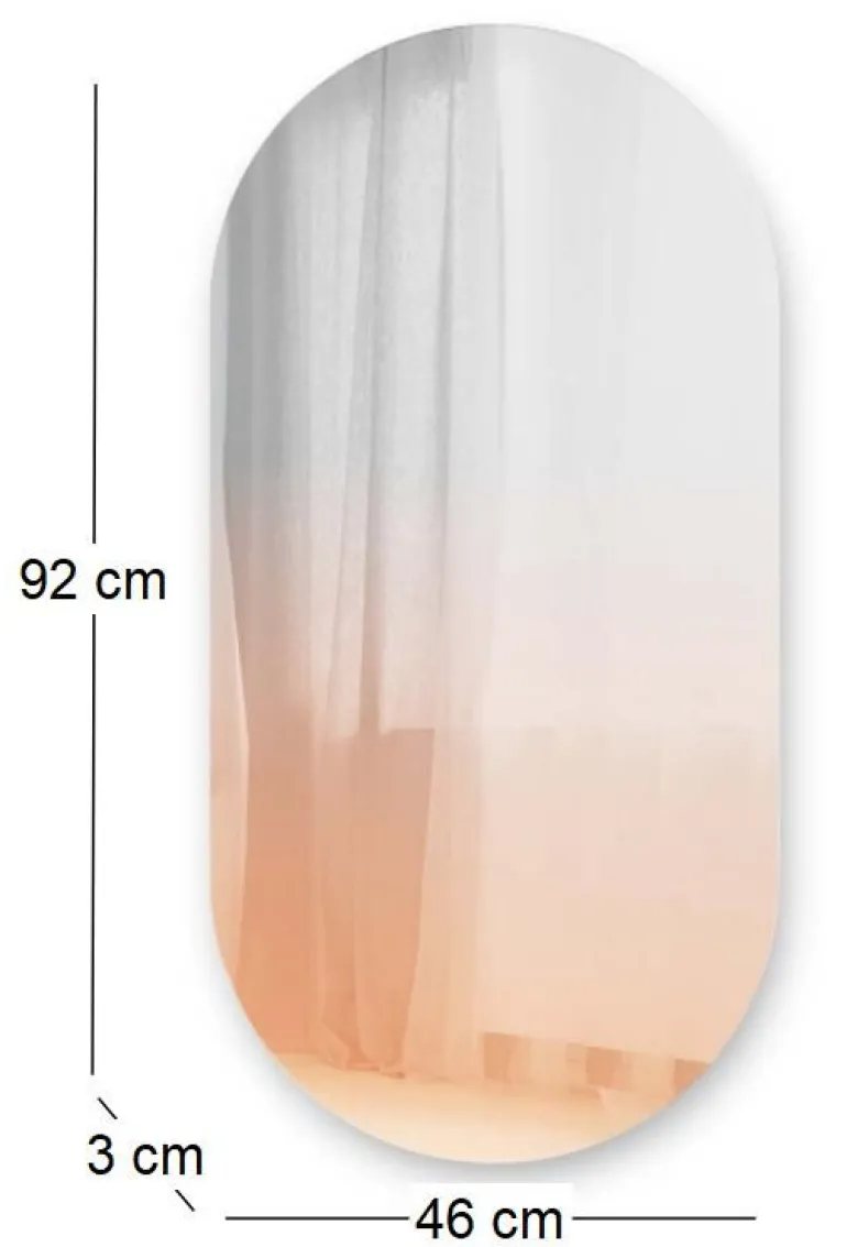 Miroir ovale effet brumeux rosé 45 x 91 cm Misto