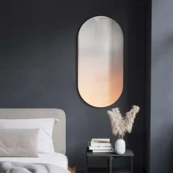 Miroir ovale effet brumeux rosé 45 x 91 cm Misto