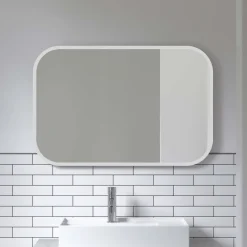 Miroir rectangulaire rebord caoutchouc 61 x 91 cm Hub (Blanc)
