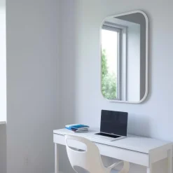 Miroir rectangulaire rebord caoutchouc 61 x 91 cm Hub (Blanc)