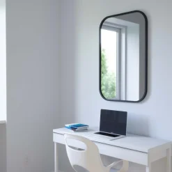 Miroir rectangulaire rebord caoutchouc 61 x 91 cm Hub (Noir)