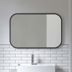 Miroir rectangulaire rebord caoutchouc 61 x 91 cm Hub (Noir)