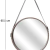 Miroir rond avec anse en PU Barber (40 cm)