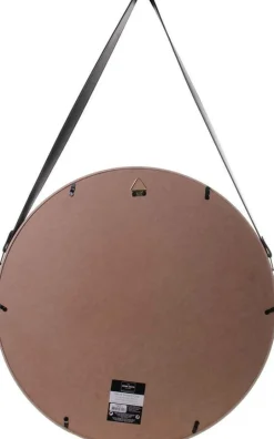 Miroir rond avec anse en PU Barber (50 cm)