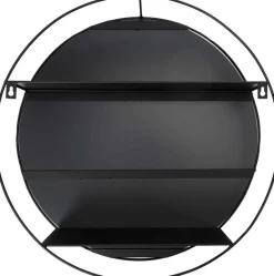 Miroir rond avec étagère en fer 45 cm