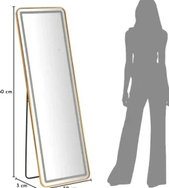 Miroir sur pieds avec bandeau led 3 couleurs Marcia (Rectangulaire)