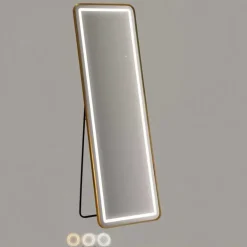 Miroir sur pieds avec bandeau led 3 couleurs Marcia (Rectangulaire)