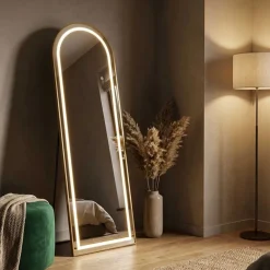 Miroir sur pieds avec bandeau led 3 couleurs Marcia (Arc)