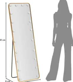 Miroir sur pieds avec led 3 couleurs Hollywood (Rectangulaire)