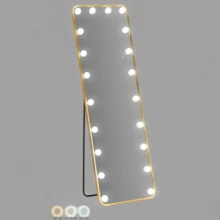 Miroir sur pieds avec led 3 couleurs Hollywood (Rectangulaire)