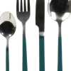 Ménagère 16 pièces en inox manche coloré (Vert)