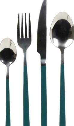 Ménagère 16 pièces en inox manche coloré (Vert)