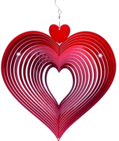 Mobile à vent coeur rouge (30 x 30 x 10 cm)