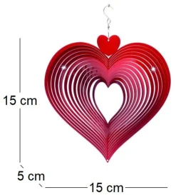 Mobile à vent coeur rouge (15 x 15 x 5 cm)
