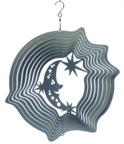 Mobile à vent lune & étoiles argent 30 cm (Grand modèle)